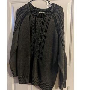 Umgee Mineral Washed Cable Knit Pullover Sweater Small